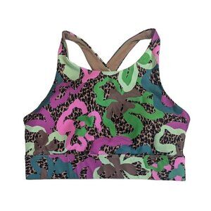 Fabletics Bra No Bounce High Impact Sports Tropical Cheetah Neon | Size Sm